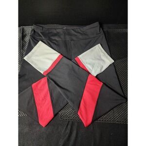 Adrienne Vittadini AV Sport Women's Athletic Leggings L Black/Red/White